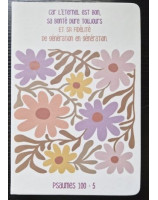 Carnet A5 à couverture rigide blanche à fleurs avec fermeture élastique et marque-pages