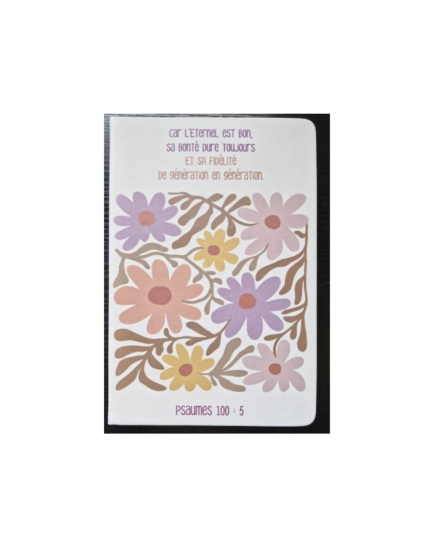 Carnet A5 à couverture rigide blanche à fleurs avec fermeture élastique et marque-pages