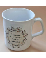 Mug bleu couronne de fleurs