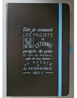 Carnet A5 noire avec ruban marque-pages bleu turquoise