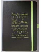 Carnet A5 noire avec ruban marque-pages bleu turquoise