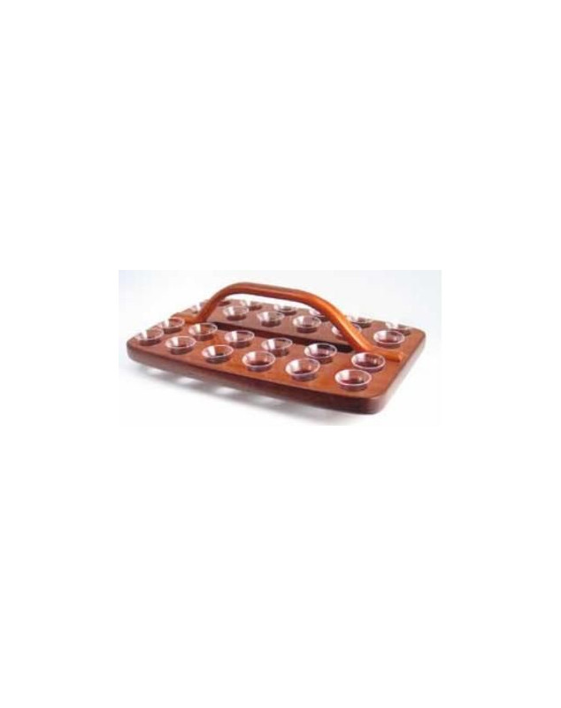 Plateau en bois Sainte cène rectangulaire pour 24 verres