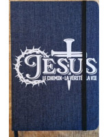 Carnet A5 àà couverture rigide en toile denim (jean) avec fermeture élastique et marque-pages