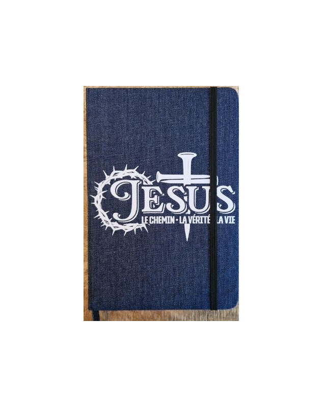 Carnet A5 àà couverture rigide en toile denim (jean) avec fermeture élastique et marque-pages