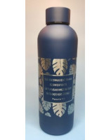 Bouteille isotherme bleu foncé feuillage