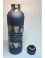 Bouteille isotherme bleu foncé feuillage