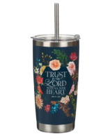Mug  de voyage en acier inoxydable Trust in to the Lord  -  avec paille réutilisable