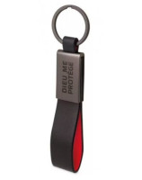 Porte-clé métal et similicuir noir et rouge