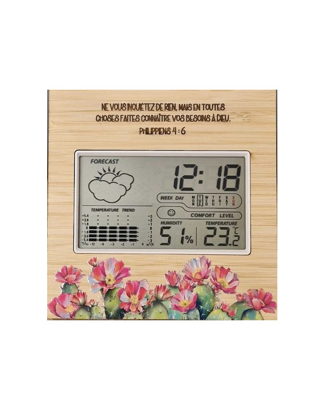 Station météo, horloge, calendrier et fonction alarme avec capteur température et humidité