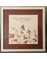 Tableau 20 x 20 cm oiseau fleurs - Librairie chrétienne 7ici