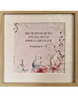 Tableau 20 x 20 cm oiseau fleurs - Librairie chrétienne 7ici