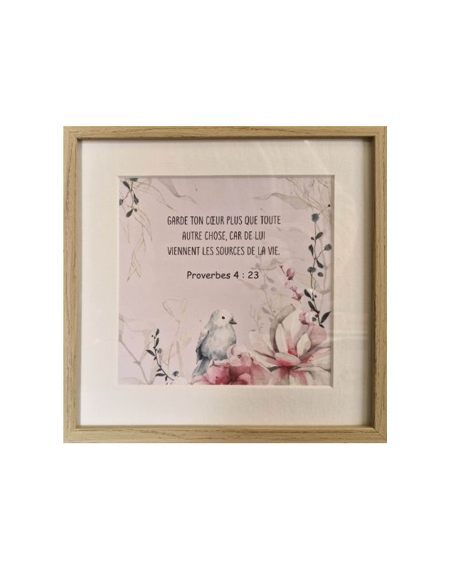 Tableau 20 x 20 cm oiseau fleurs - Librairie chrétienne 7ici