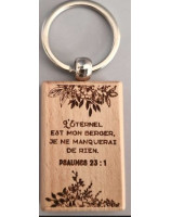 Porte-clés bois rectangulaire fleurs