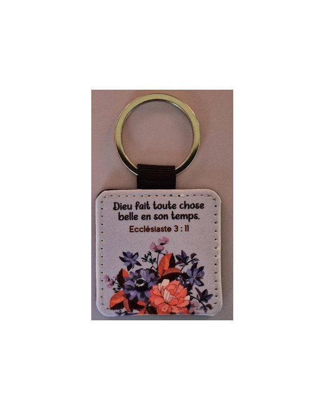 Porte-clés mauuve fleurs