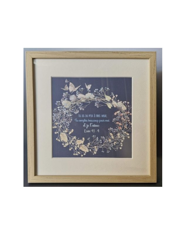 Tableau 20 x 20 cm oiseau fleurs