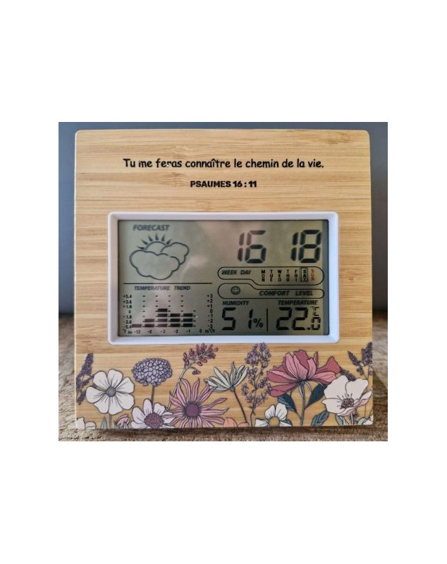 Station météo, horloge, calendrier et fonction alarme avec capteur température et humidité