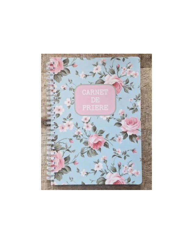 Carnet A5 à spirales, motif roses