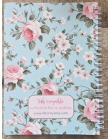 Carnet A5 à spirales, motif roses