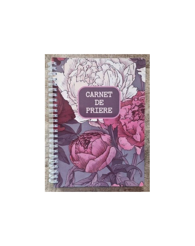 Carnet prières A5 à spirales, motif pivoine