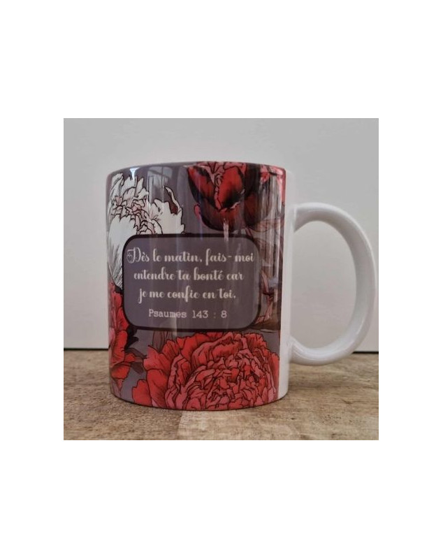 Mug brillant fleurs et papillons Psaume 143.8