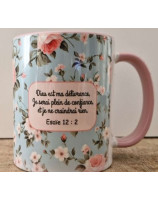 Mug bleu couronne de fleurs Esaïe 12.2