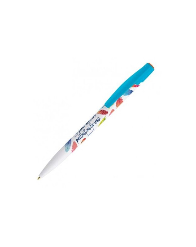 Stylo bleu "Je serai avec toi partout où tu iras." Jos 1.9