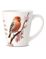 Tasse oiseau "Les bontés du Seigneur se renouvellent chaque matin." Lm 3.23