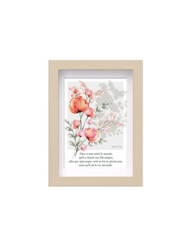 Mon cadre inspiration fleurs roses et oranges Jn 3.16