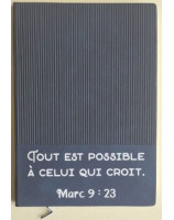 Carnet A5 bleu en simili-cuir recyclé, avec marque-pages