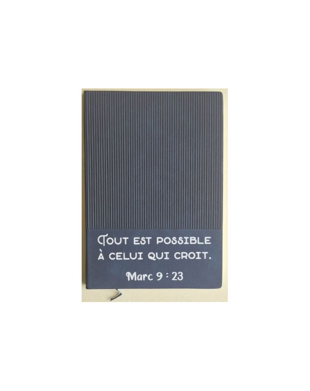 Carnet A5 bleu en simili-cuir recyclé, avec marque-pages