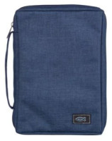 Pochette bible large bleu tissu